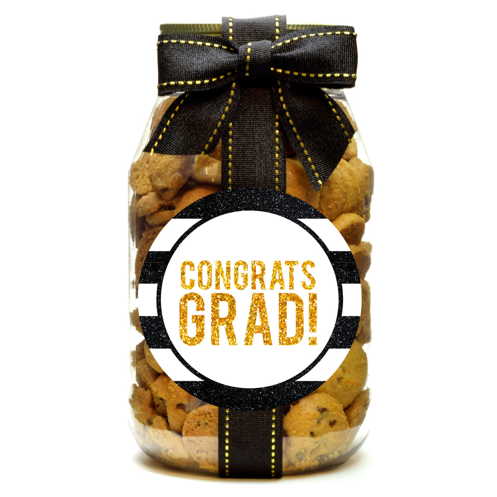 Graduation, Congrats Grad!, Black and Gold Stripe - CGBG
