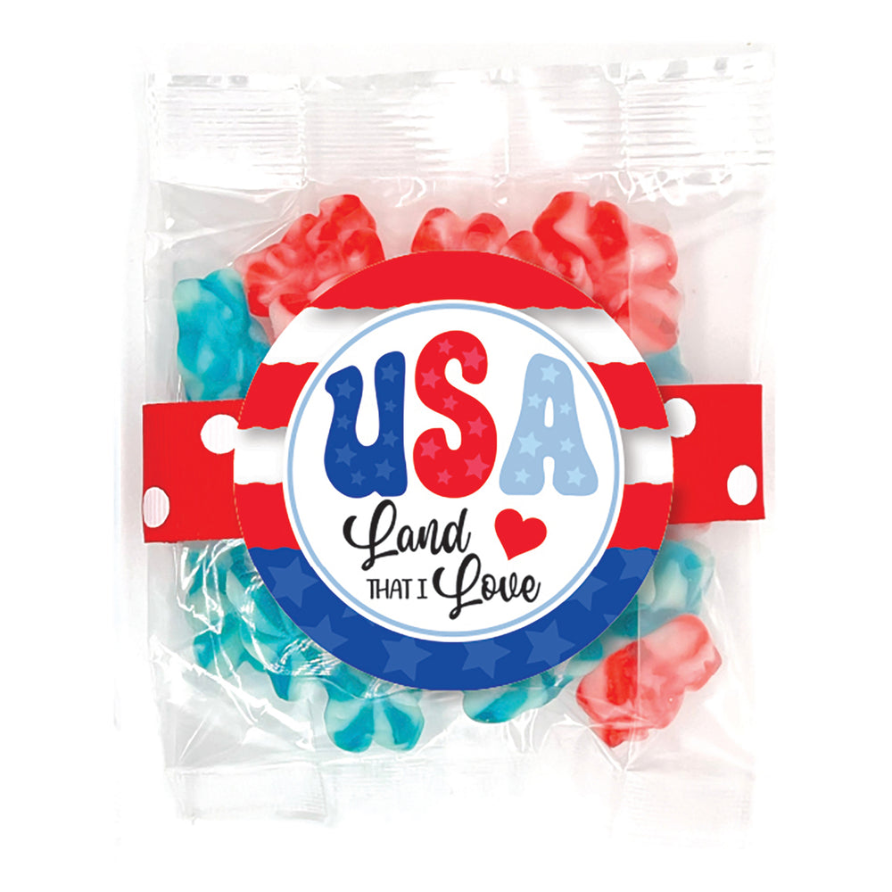 Candy - USA Land that I Love, Peace & Love Swirl Gummy Bears - USA